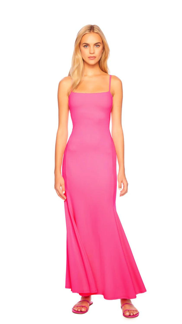 STRING FLUTTER DRESS - Hot Pink
