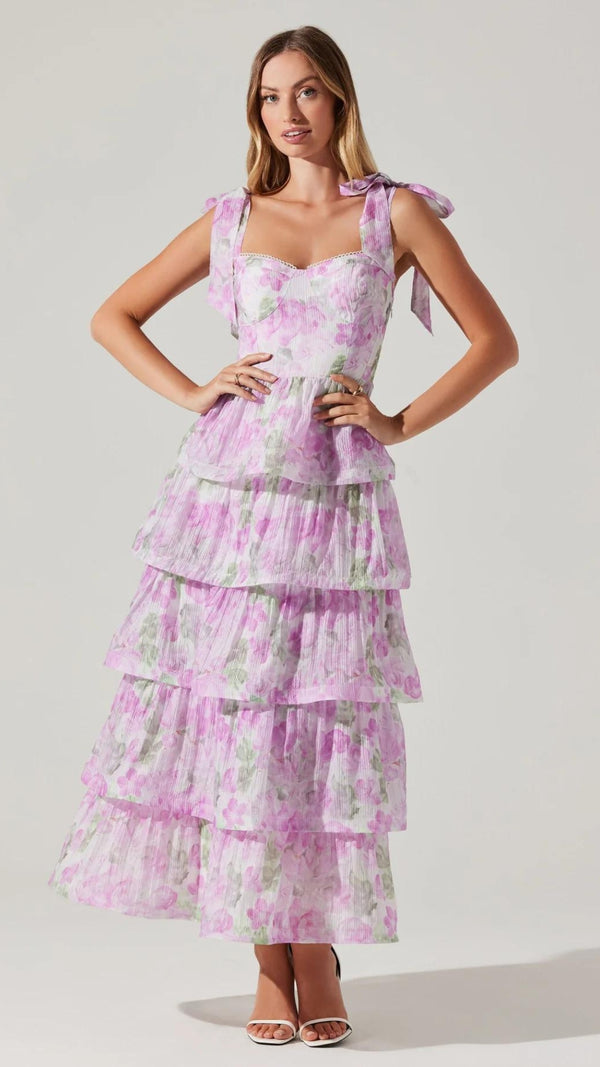 ZIRCONIA TIERED DRESS - Lavender Floral