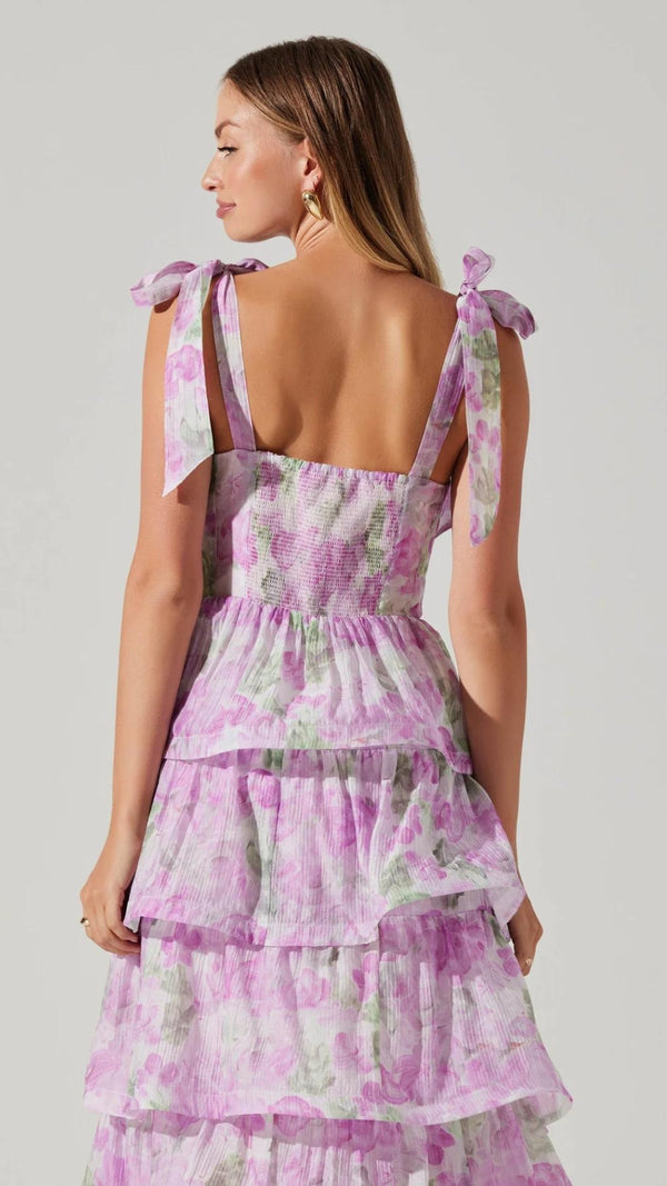 ZIRCONIA TIERED DRESS - Lavender Floral