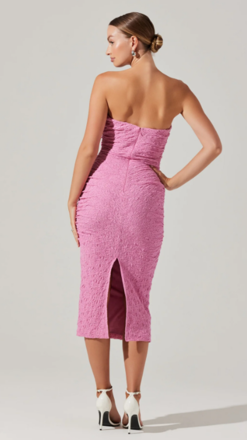 Galia Strapless Midi Dress - Pink