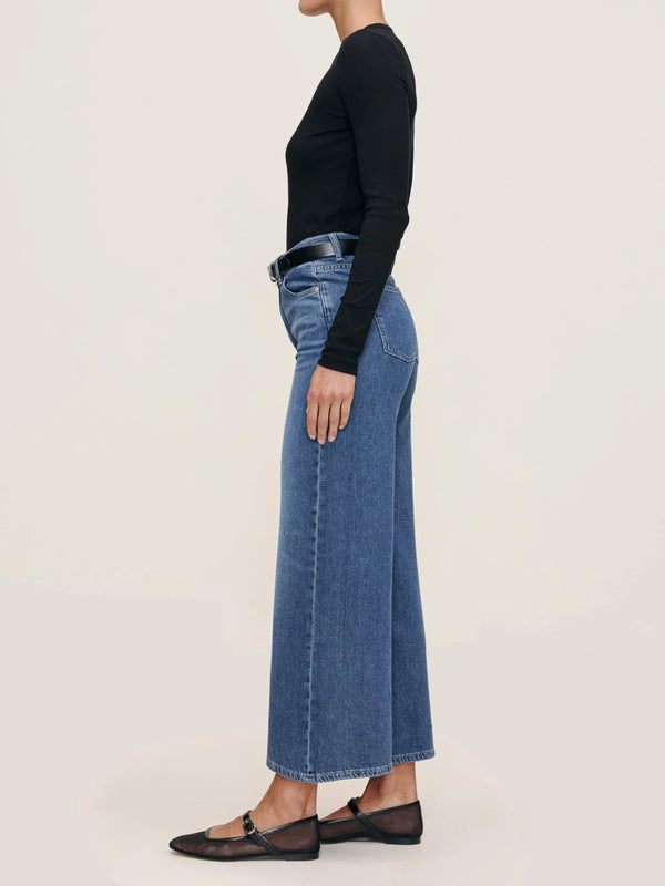 Hepburn Wide Leg High Rise Ankle Jeans