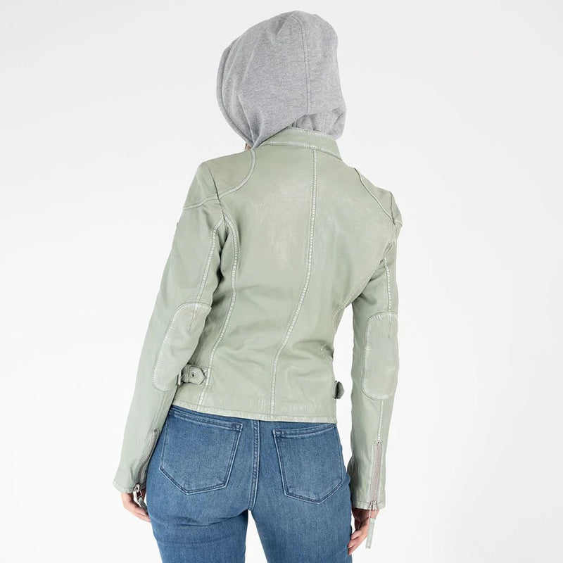 Finja Leather Jacket, Seafoam