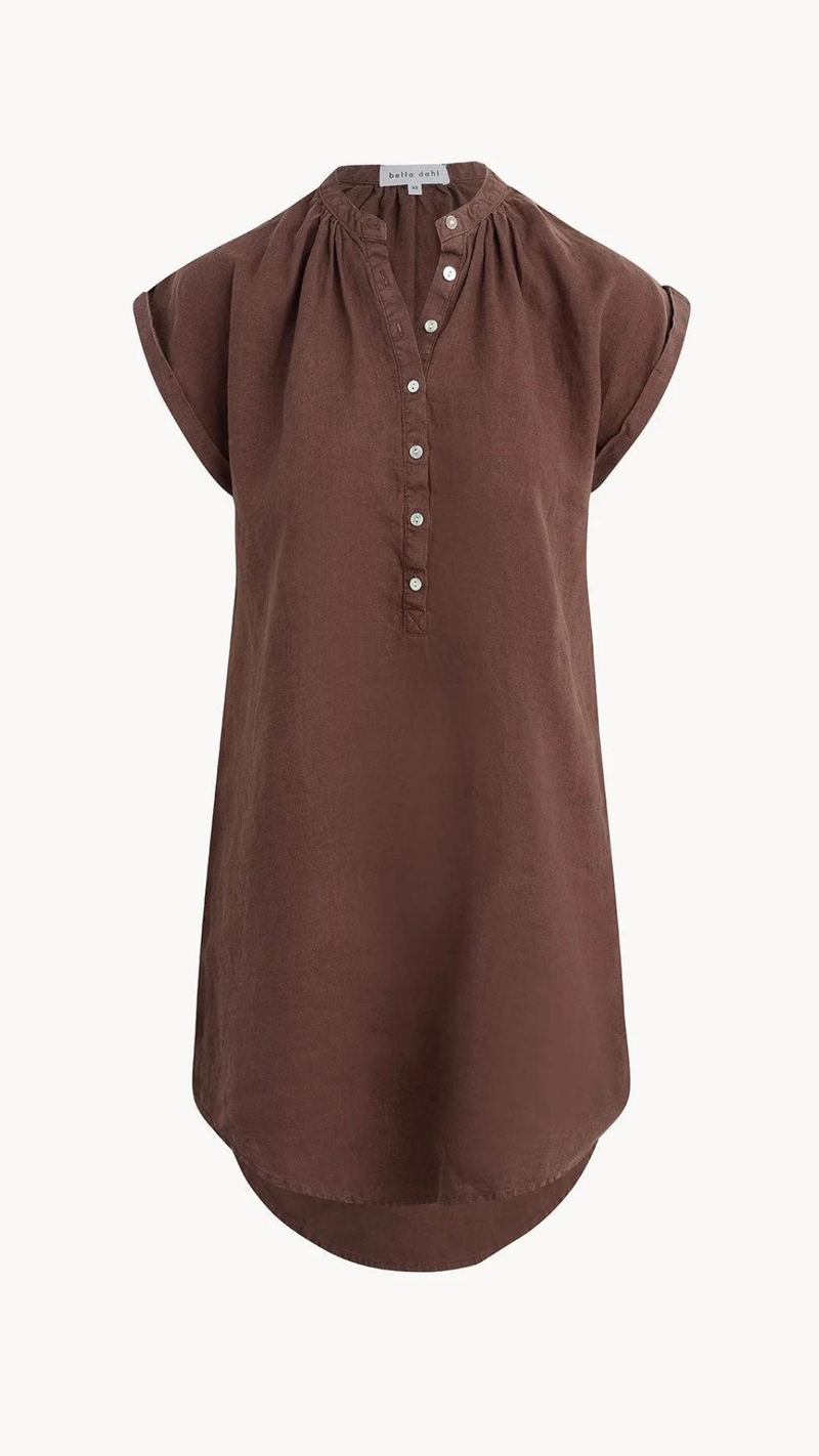 Cap Sleeve Henley Dress - 2 Colors Available