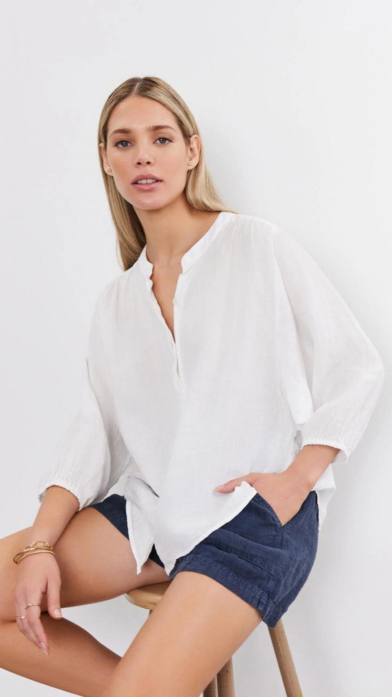 Ava Linen Top - White