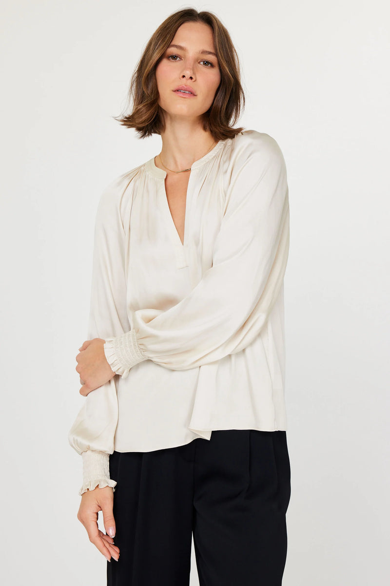 Smocked Cuff Blouse - Cream