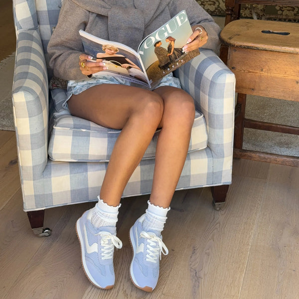Dusty Blue Woven Mesh Sneakers
