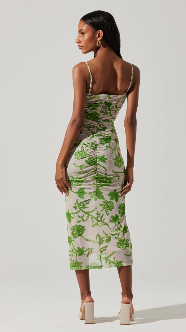 PALMERO FLORAL DRESS - Taupe Green