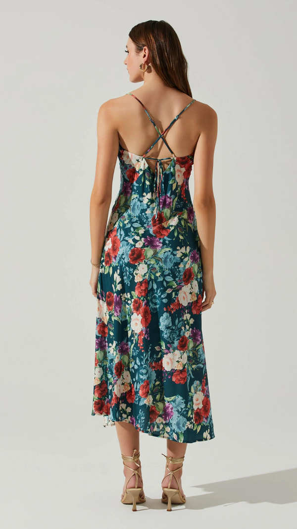 Gaia Dress - Green Red Floral