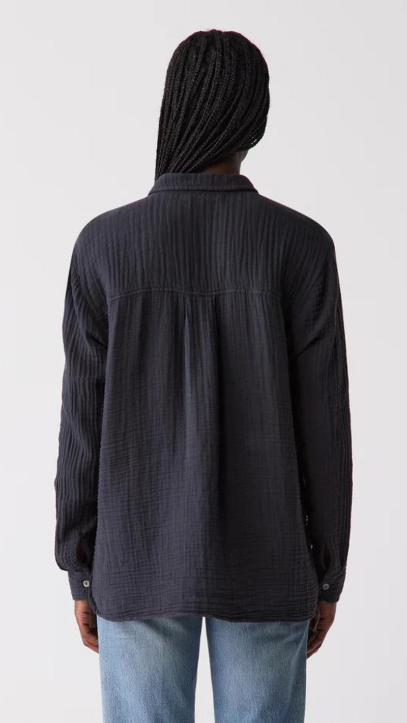 Leo Gauze Button Down - Charcoal