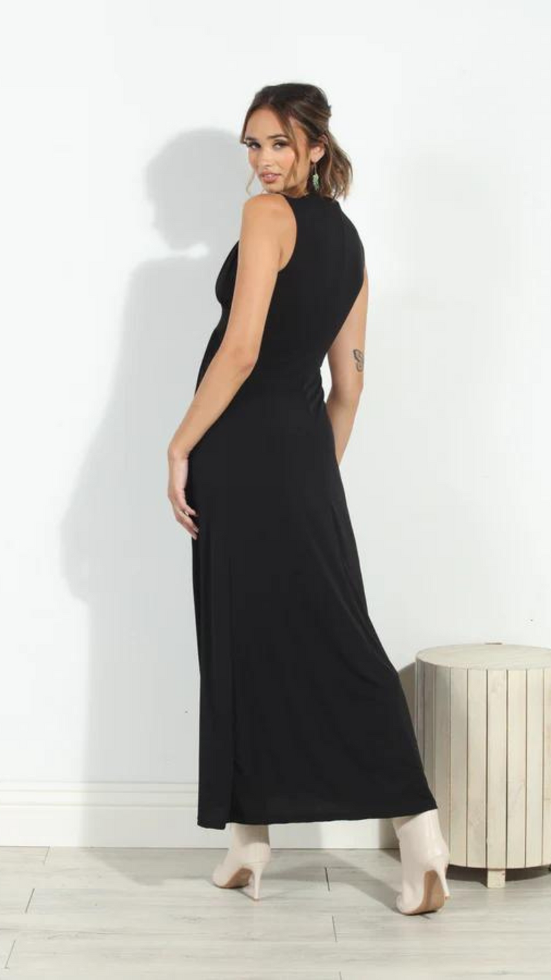 Stretch V-Neck Maxi - Black