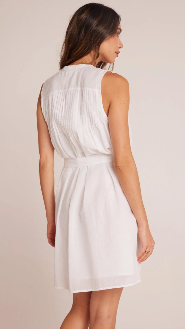 Sleeveless Pintuck Dress - White