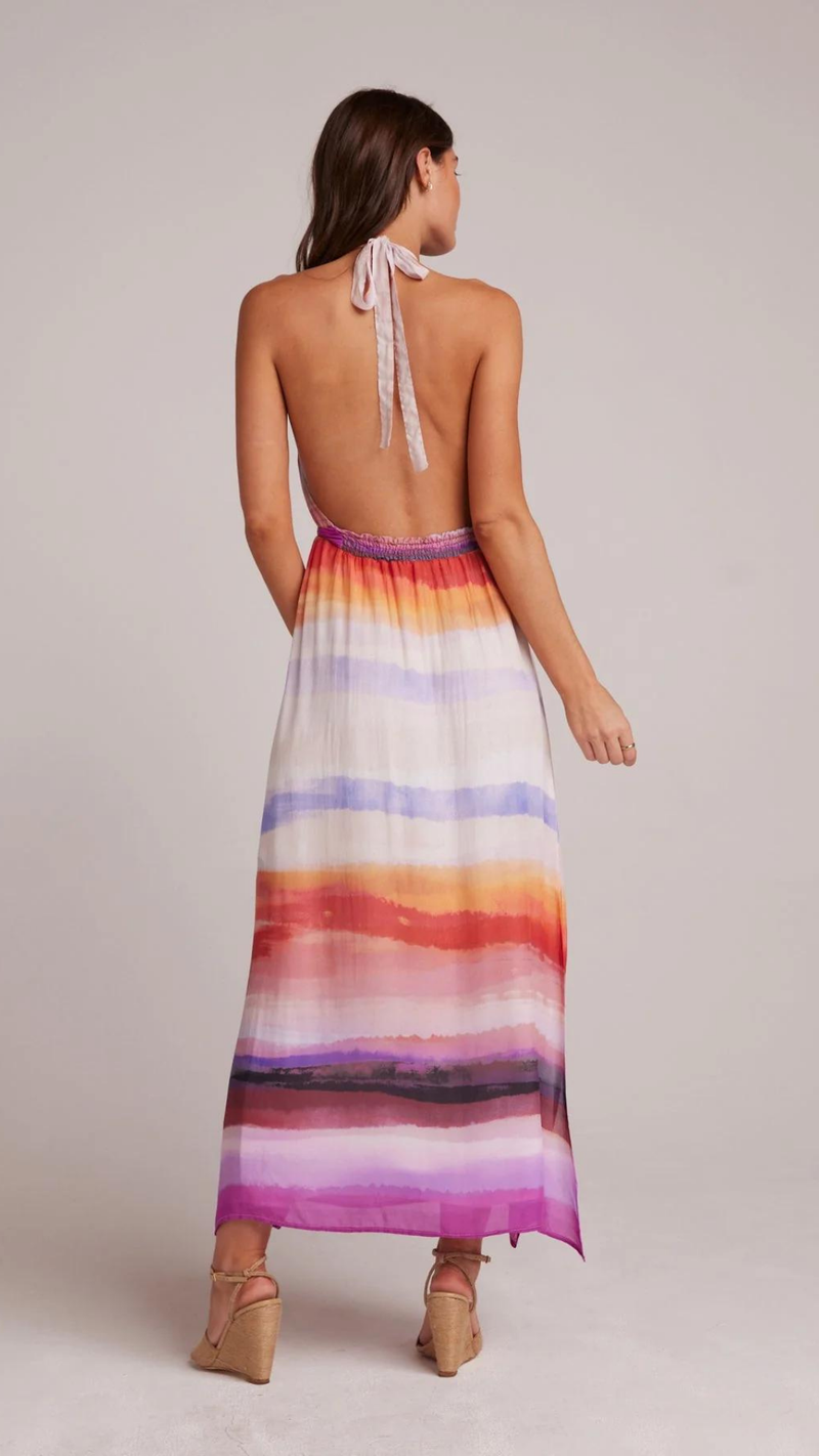 Smocked Waist Halter Midi - Canyon Stripe