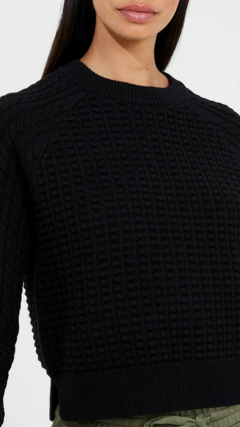 Mozart Popcorn Cable Knit Sweater - Black