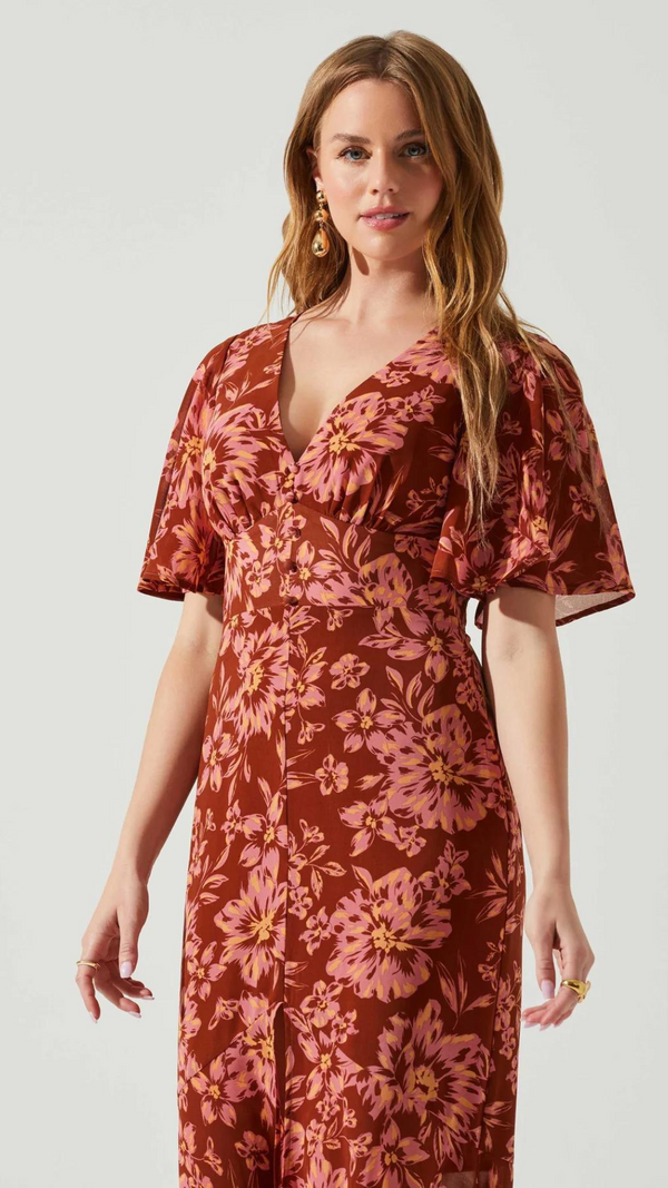 Kenzie Dress - Rust Floral