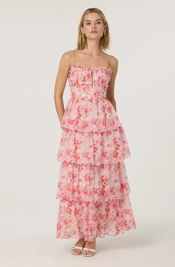 Vonessa Pleated Tiered Maxi Dress