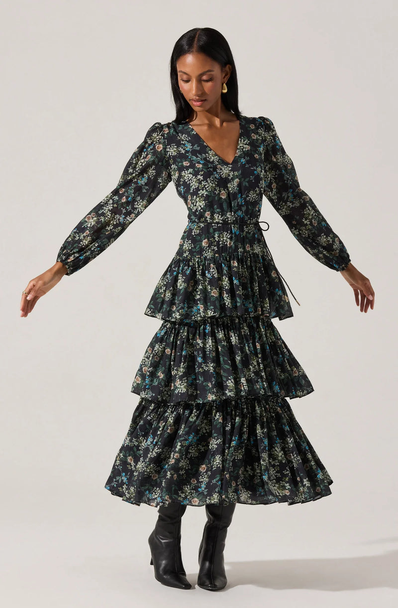 Franchesca Tiered Ruffle Midi Dress