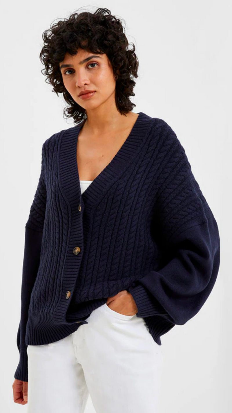 Babysoft Cable Knit Cardigan - Duchess Blue