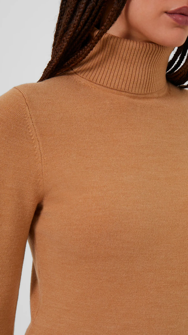 FITTED TURTLENECK SWEATER -- CAMEL