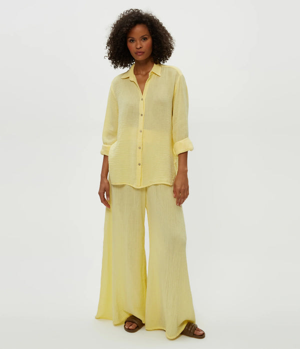 Leo Gauze Button Down Shirt - Lemonade