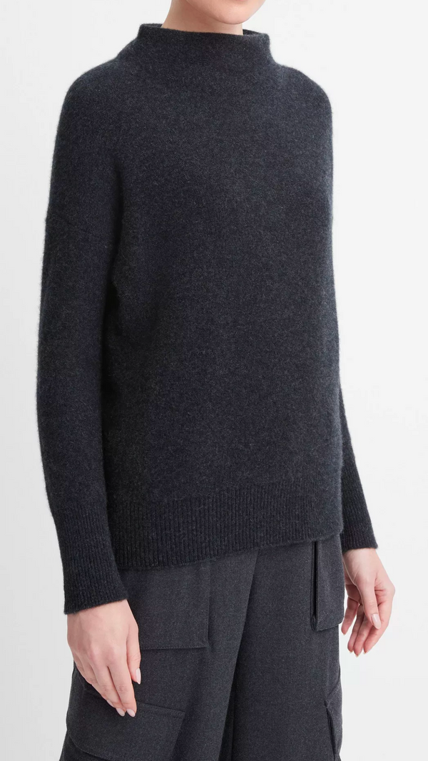 BOILED CASHMERE FUNNEL NECK PULLOVER - CHARCOAL - FINAL SALE