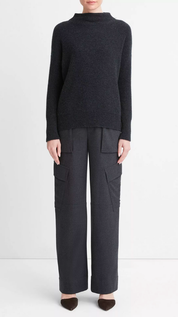 BOILED CASHMERE FUNNEL NECK PULLOVER - CHARCOAL - FINAL SALE