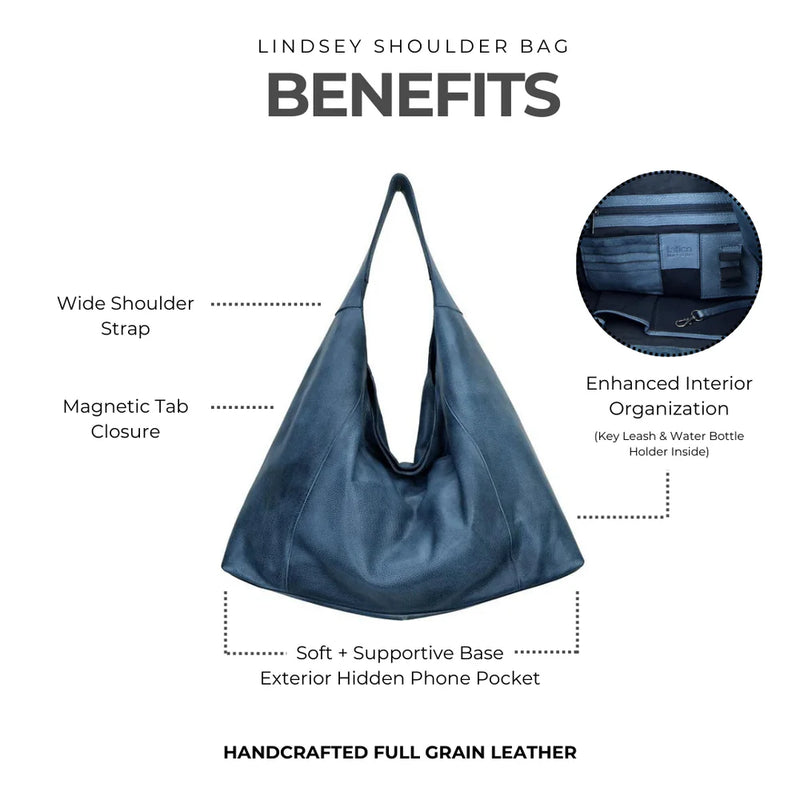 Lindsey Leather Tote Bag - Black