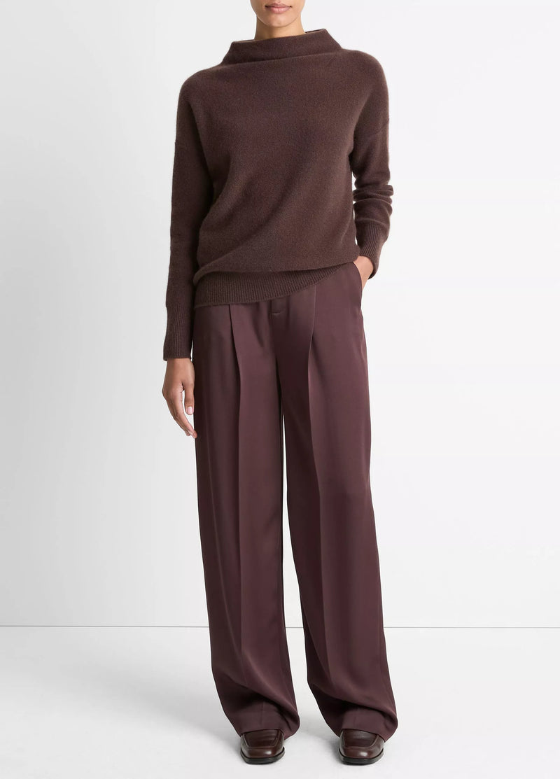 Plush Cashmere Funnel-Neck Sweater - Truffle