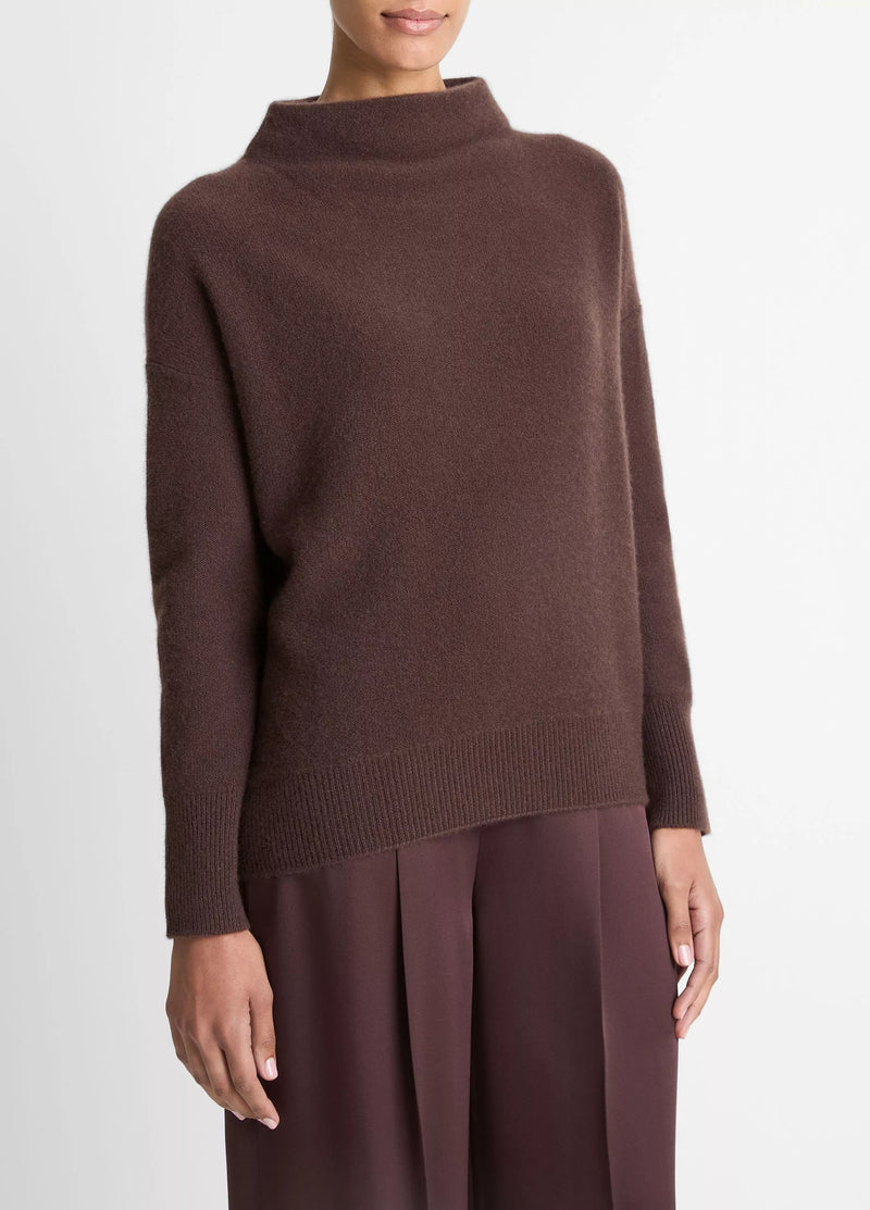 Plush Cashmere Funnel-Neck Sweater - Truffle