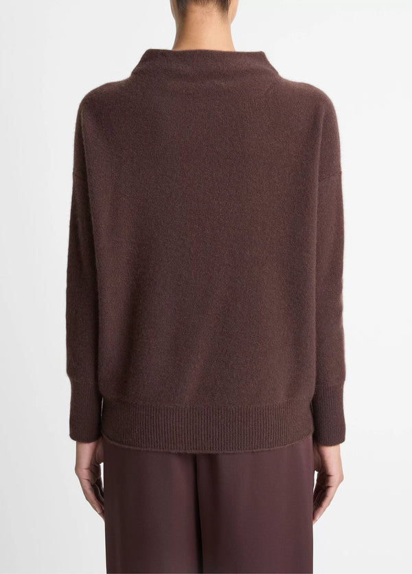 Plush Cashmere Funnel-Neck Sweater - Truffle