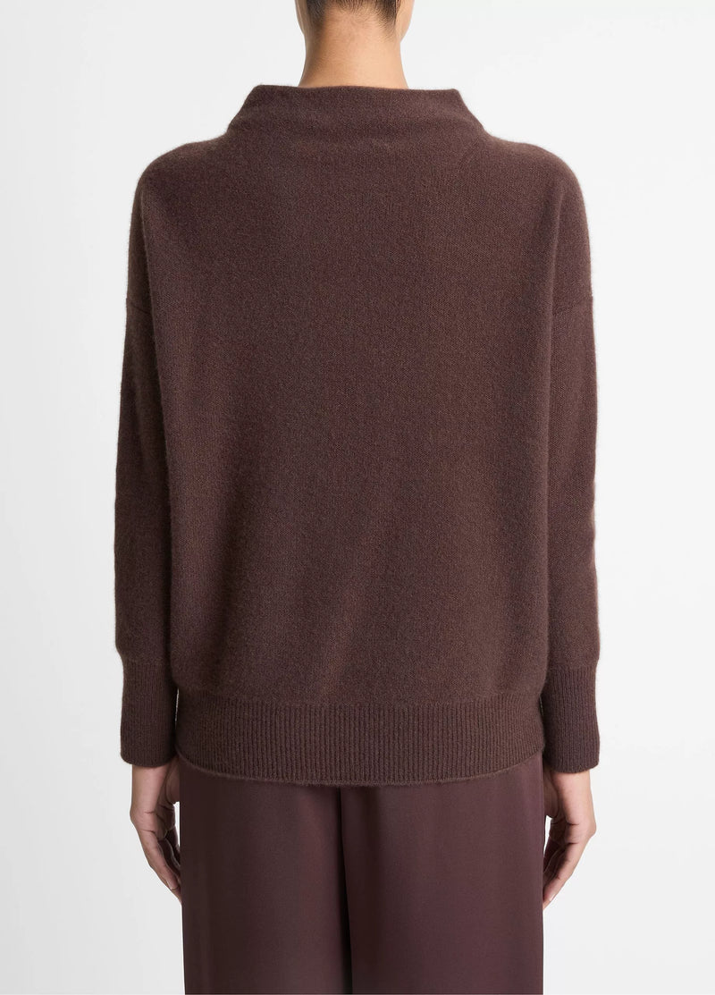 Plush Cashmere Funnel-Neck Sweater - Truffle