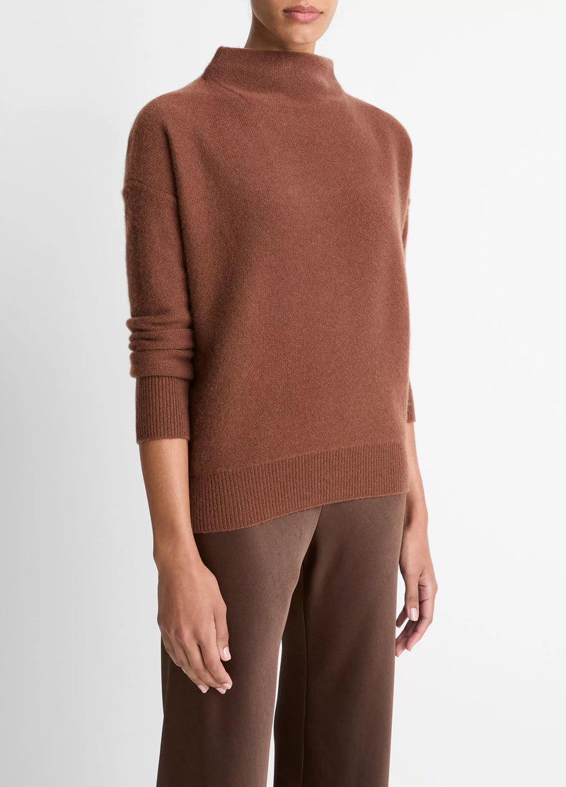 Plush Cashmere Funnel-Neck Sweater - Cacao