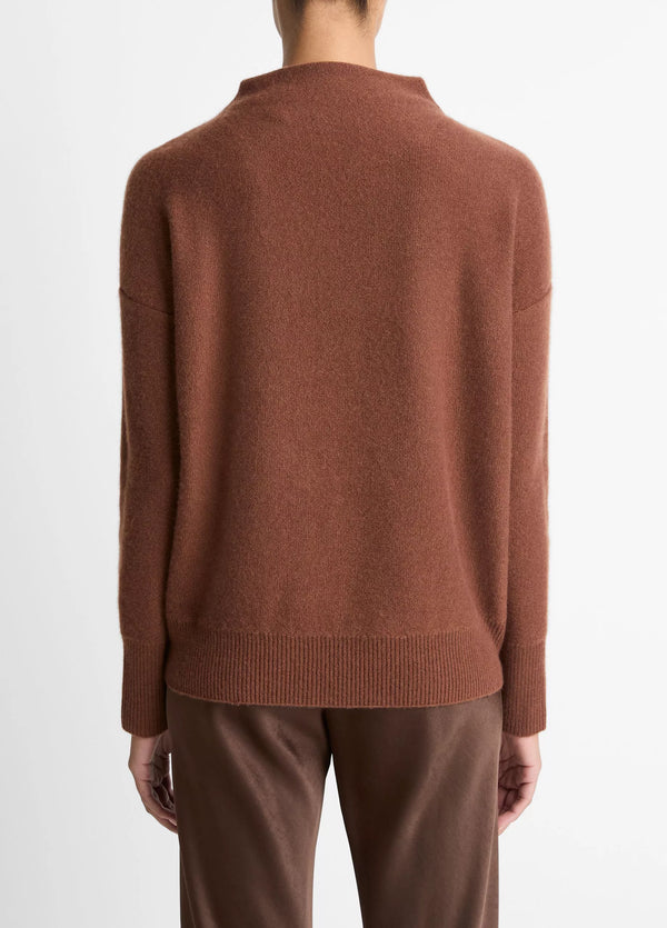 Plush Cashmere Funnel-Neck Sweater - Cacao
