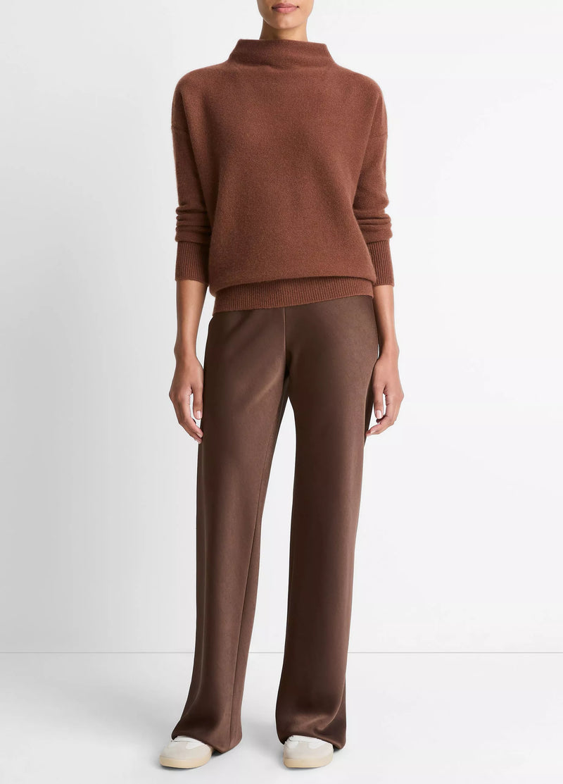 Plush Cashmere Funnel-Neck Sweater - Cacao