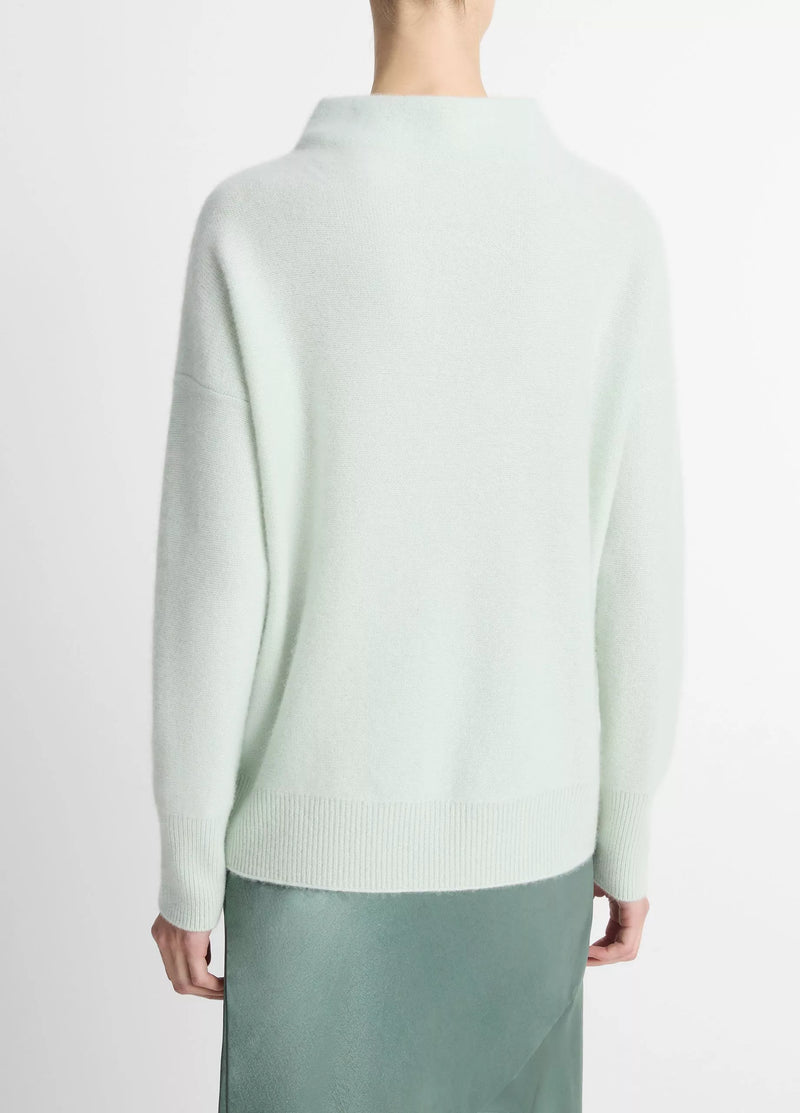 Plush Cashmere Funnel-Neck Sweater - Aloe