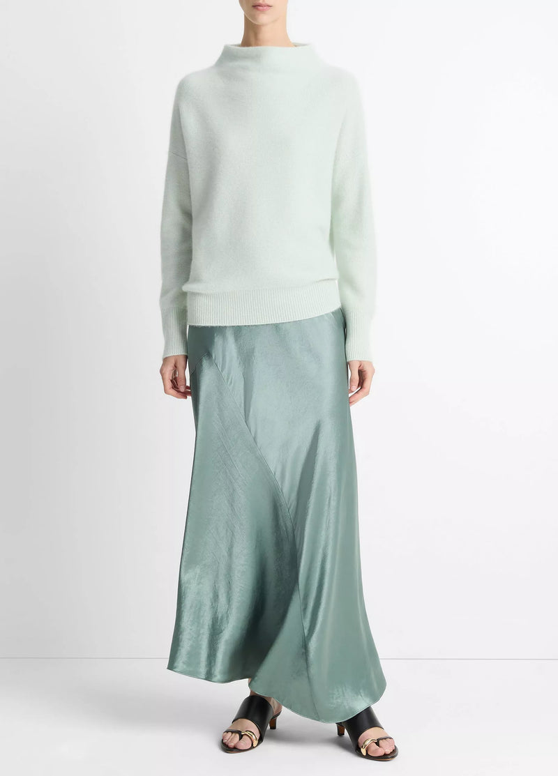 Plush Cashmere Funnel-Neck Sweater - Aloe