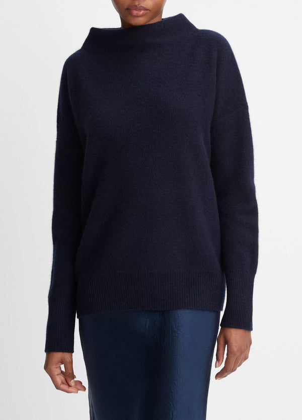 Cashmere Funnel Neck Sweater - Navy