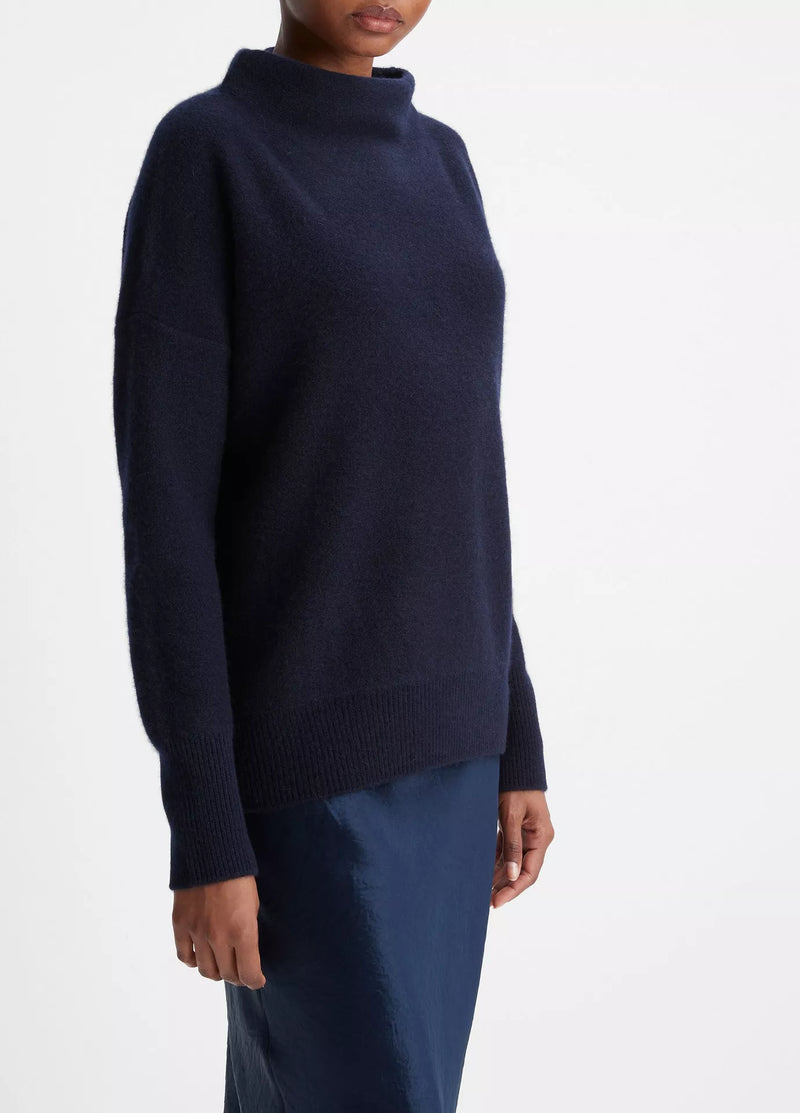 Cashmere Funnel Neck Sweater - Navy
