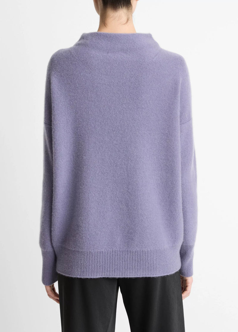 Plush Cashmere Funnel-Neck Sweater - Mauve Iris