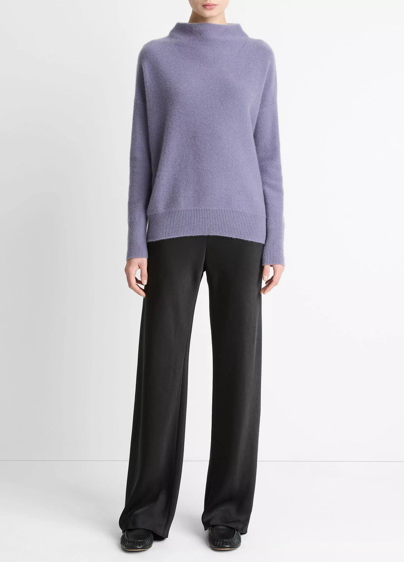 Plush Cashmere Funnel-Neck Sweater - Mauve Iris