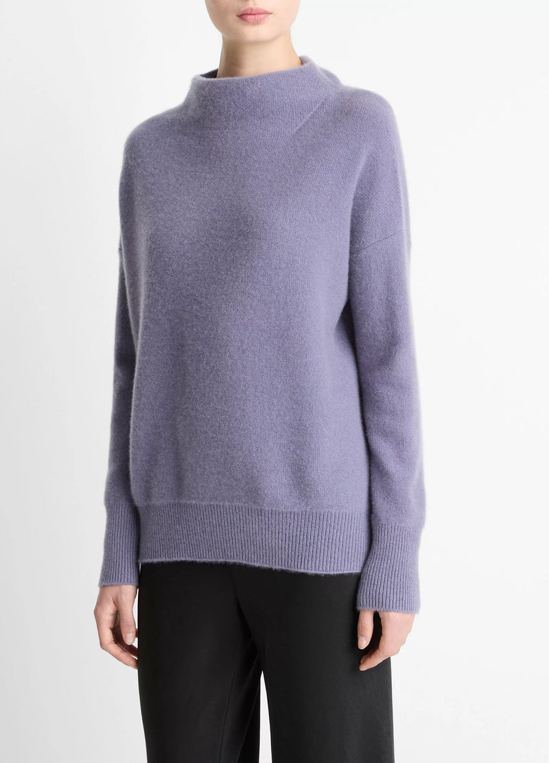 Plush Cashmere Funnel-Neck Sweater - Mauve Iris