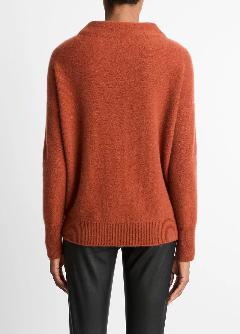 Plush Cashmere Funnel-Neck Sweater - Tuscan Red