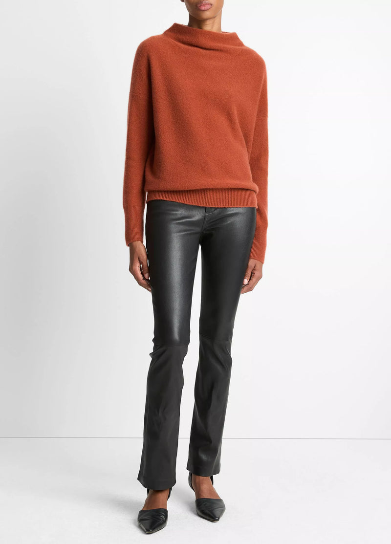 Plush Cashmere Funnel-Neck Sweater - Tuscan Red