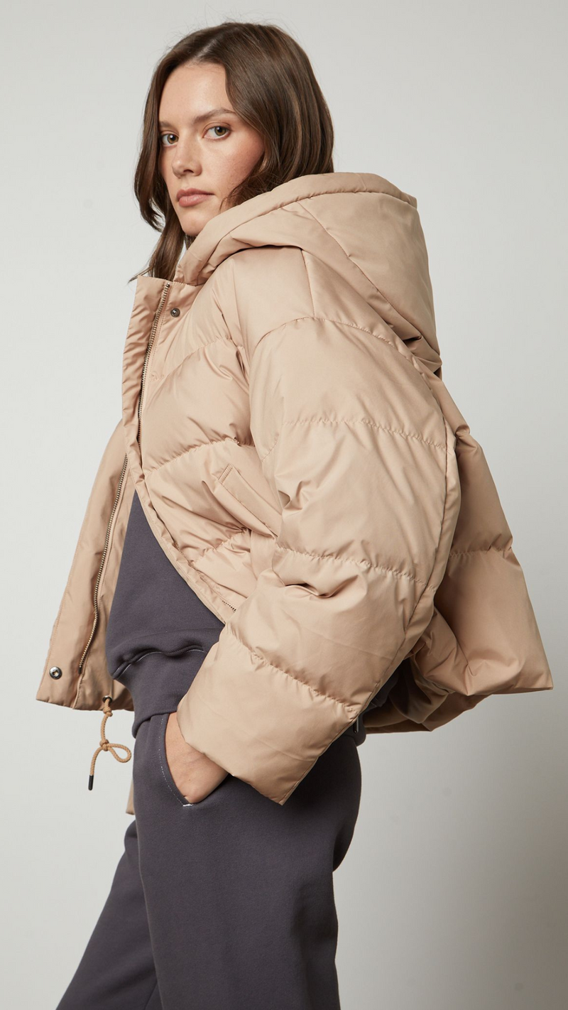 RAYLIN CROPPED PUFFER JACKET - BISQUE