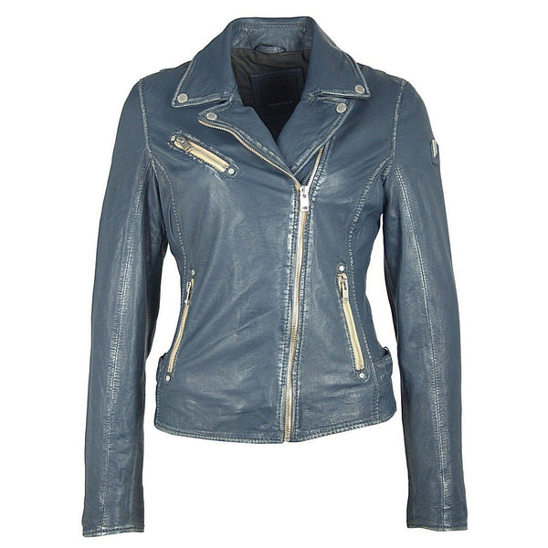 Sofia Leather Jacket, Denim Blue