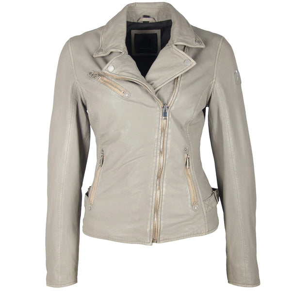 Sofia Leather Jacket, Silver Grey