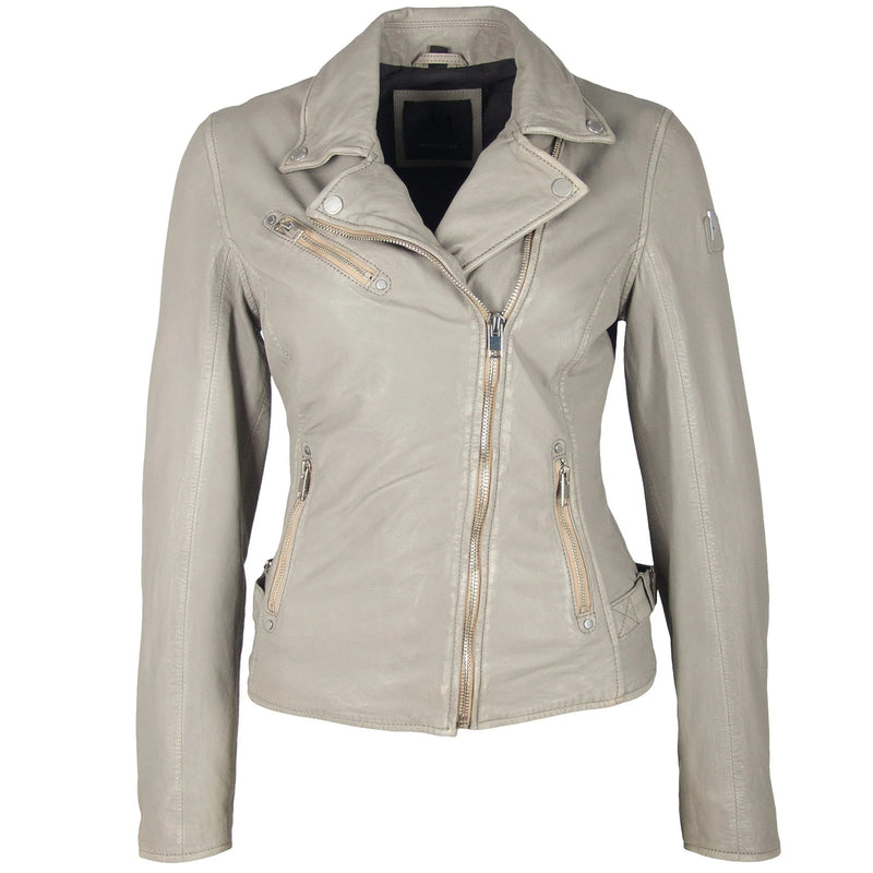 Sofia Leather Jacket, Silver Grey