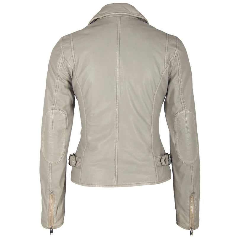 Sofia Leather Jacket, Silver Grey