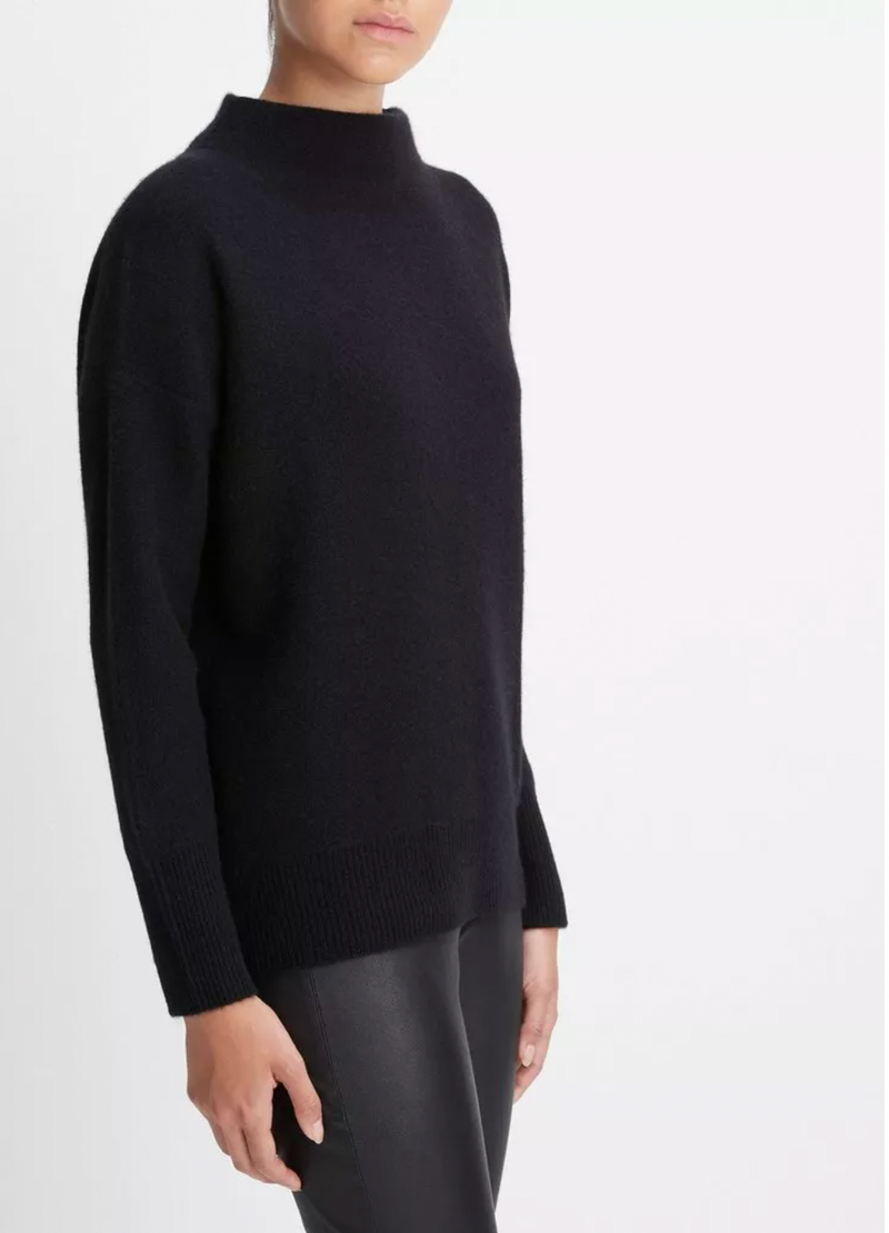 Cashmere Funnel Neck Sweater - Black