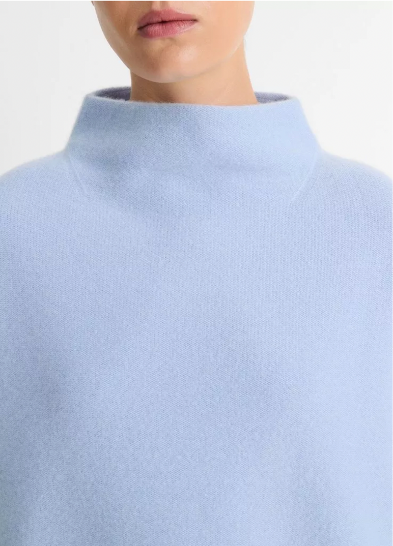 Cashmere Funnel Neck Sweater - Porcelain Blue