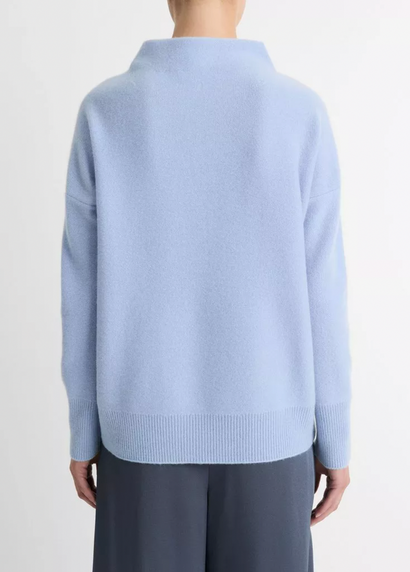 Cashmere Funnel Neck Sweater - Porcelain Blue